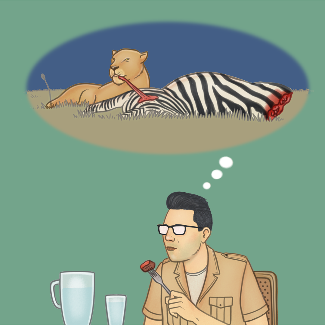 Defreds, de banquete con una leona en Kenia